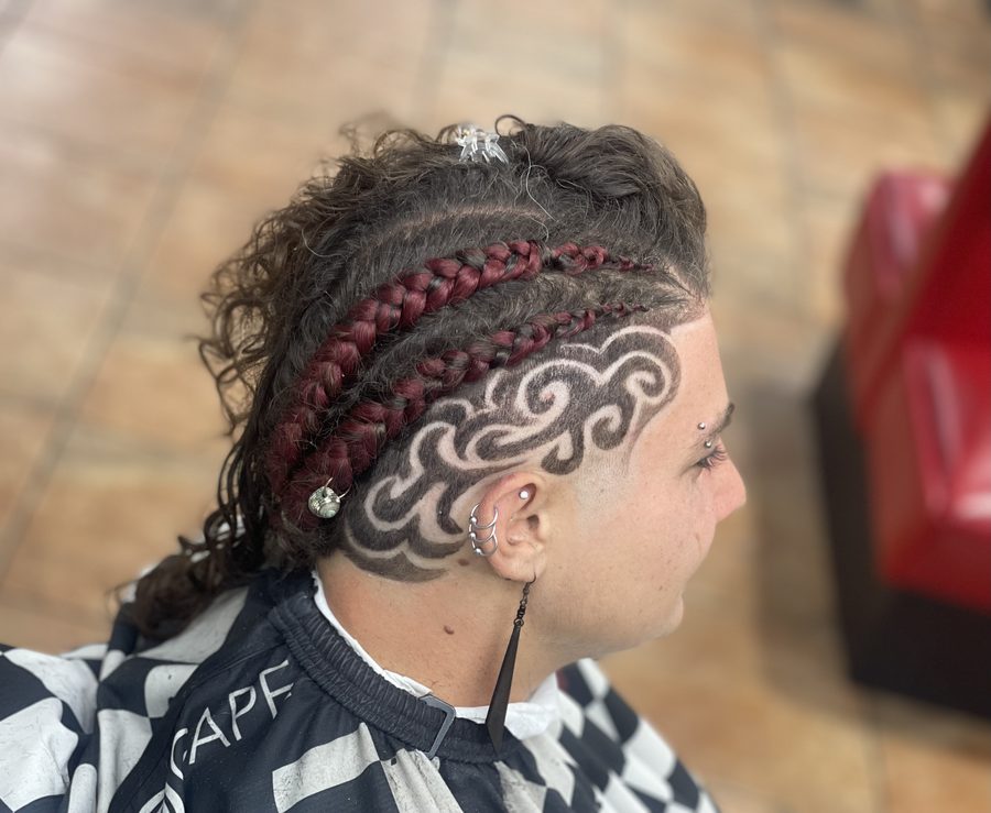 Swirl design cut into the side